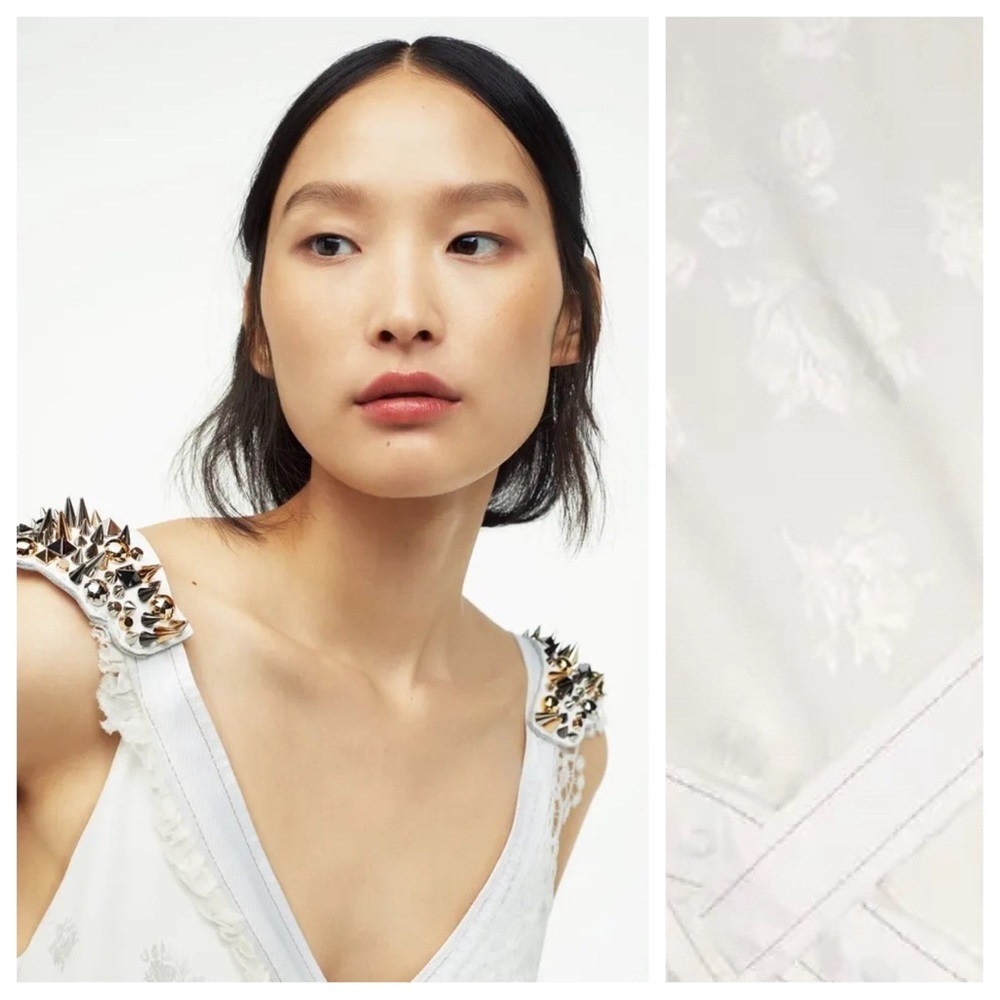 NWT. Zara Atelier Limited Edition Oyster White Studded Maxi Dress. Size S. - Picture 2 of 15